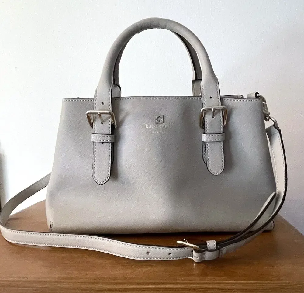 Kate Spade Gray Leather Satchel Crossbody Bag Cove Street Provence *FLAW